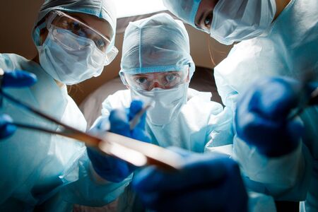 Photos from below of doctorsの写真素材