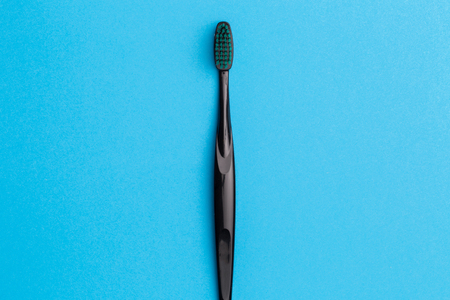 Image of one black toothbrushの写真素材