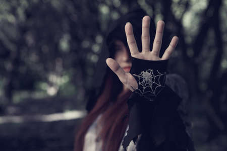 Picture of witch in forestの写真素材