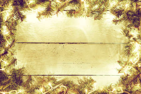 Christmas and new year wooden background with symbolic decoratioの写真素材