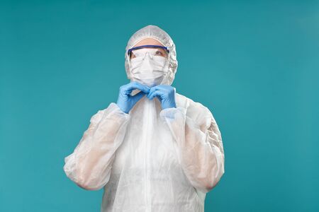 Man wearing protective suit. Safety conceptの写真素材