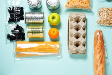 Set of food products. Food supplies.. Donation, coronavirus and quarantine concept.の写真素材