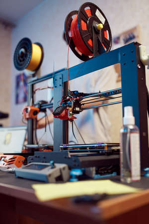 Modern 3D printers on tableの写真素材