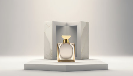 Perfume on stone podium.の写真素材