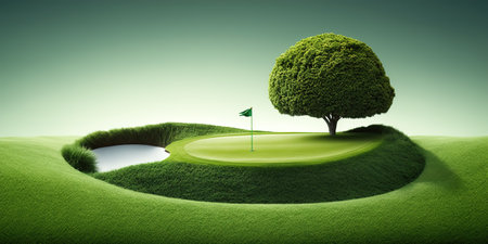 Panoravic view of golf courseの素材