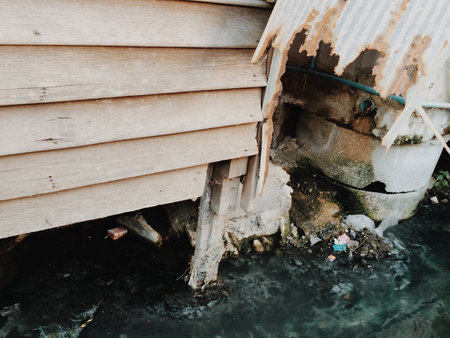 Water pollution from household trash wasteの素材