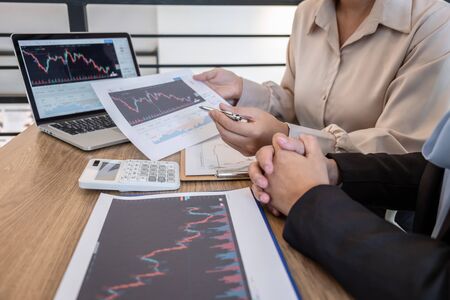 Businesswoman on meeting conversation and collaboration discussing of partner cooperation to...