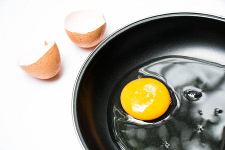 Egg in panの写真素材