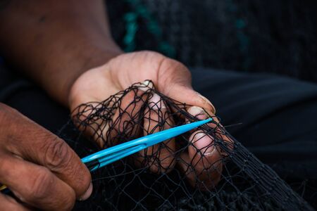 Sewing net for fishingの写真素材