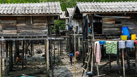 Moken people in Moken Village Ko Lao Island Ranong Province Thailandのeditorial素材