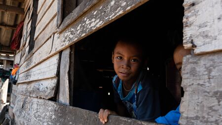 Moken children in Moken Village at Ko Lao Island Ranong Province Thailandのeditorial素材