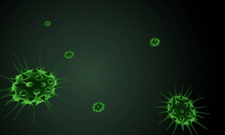Abstract bacteria or virus cell in spherical shape with long antennas. Pandemic or virus infection concept - 3D Rendering.の写真素材