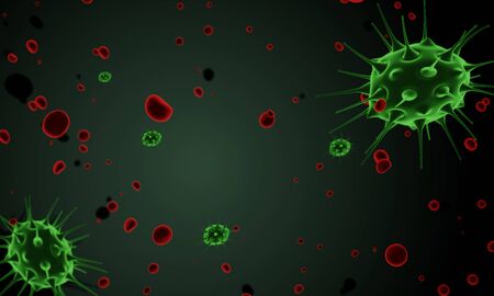Abstract bacteria or virus cell in spherical shape with long antennas. Corona virus crisis concept. Pandemic or virus infection concept - 3D Rendering.の写真素材