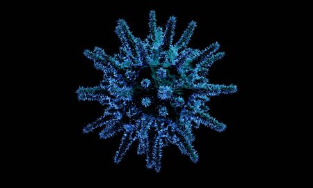 Abstract bacteria or virus cell in spherical shape with long antennas. Corona virusの写真素材