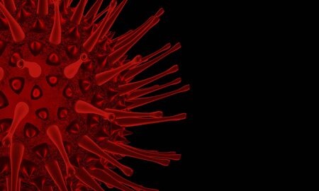 Covid-19 virus nCoV Concept. Abstract bacteria or virus cell in spherical shape with long antennas.の写真素材