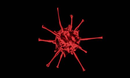 Covid-19 virus nCoV Concept. Abstract bacteria or virus cell in spherical shape with long antennas.の写真素材