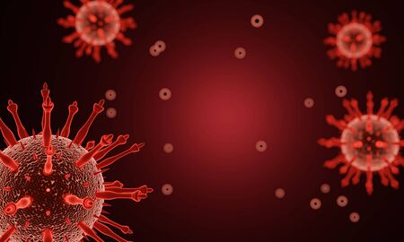 Coronavirus disease COVID-19 infection medical illustration. Pathogen respiratory influenza covid virus cells. New official name for Coronavirus disease named COVID-19. 3D Rendering.の写真素材