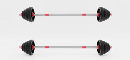 dumbbells color black on white background. 3D Rendering.の写真素材