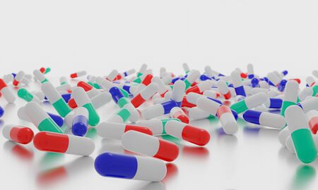 pharmaceutical colorful pills medicine & antibiotics /tablets medicine. 3D rendering.の写真素材