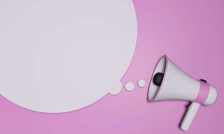 Megaphone with white stripes or pink stripes There are many circles representing symbols,...
