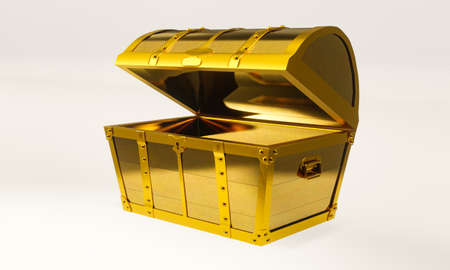 Gold retro antique treasure or treasure chest. Luxuriously expensive chest for holding gold...