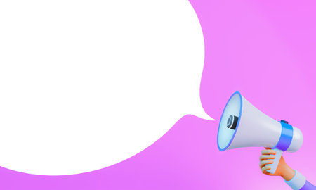 Megaphone with blank speech bubble. 3d render illustration.の写真素材