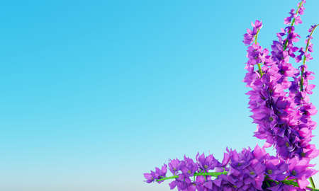 A purple bouquet that looks like an orchid. Branches of a bouquet of flowers. adorn the frame For use as a background or wallpaper. 3D Renderingの写真素材