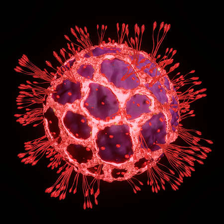 Covid-19 virus mutates or develops a strain. 3D Rendering Coronavirus Concept. Mutation and...