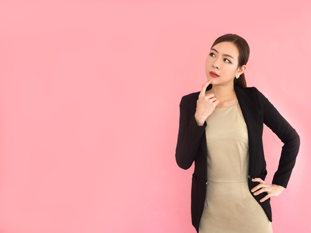 business woman is thinking about somethingの写真素材