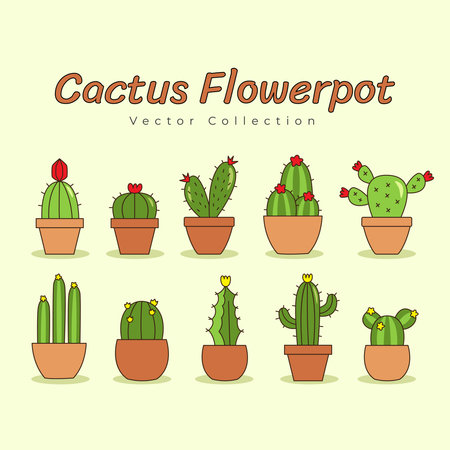 Cactus in a pot. Cactuses in a pot. Vector illustrationのイラスト素材