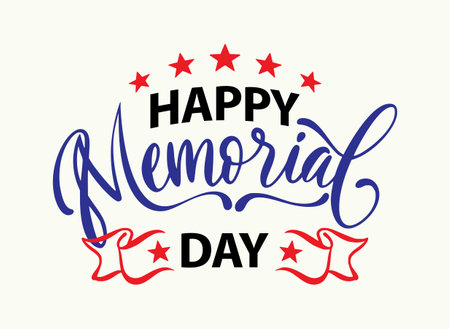 Happy memorial day lettering vector illustrationのイラスト素材