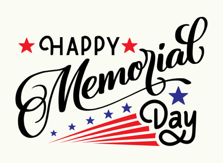 Happy memorial day greeting lettering vector illustrationのイラスト素材