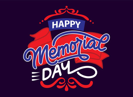 Happy memorial day theme lettering vector illustrationのイラスト素材