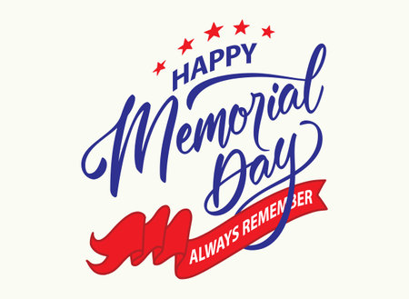 Memorial day greetiing always remember lettering vector illustrationのイラスト素材