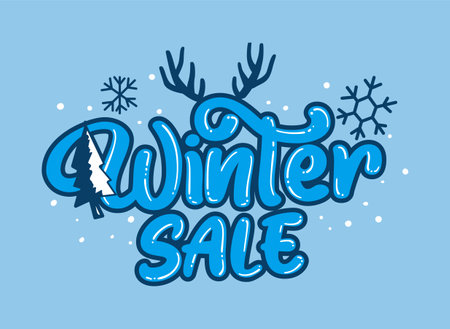 Winter sale lettering vector illustrationのイラスト素材