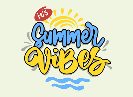 Summer vibes lettering vector illustrationのイラスト素材