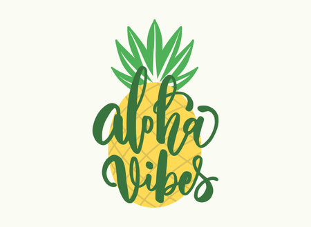 Aloha summer vibes lettering vector illustrationのイラスト素材