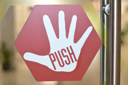 Push sticker on the doorの写真素材