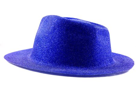 Side of prety hat blue color on white background.の写真素材