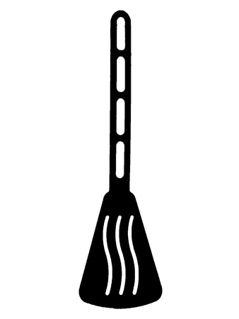 a flipper used for frying on white background.の写真素材