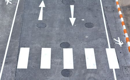 Crosswalk on the road - Top View