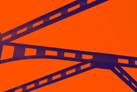 Metal abstracts of bridges on red color backgroundの写真素材