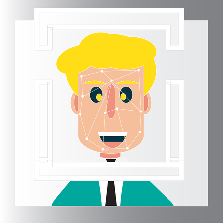 Face detection recognition of concept design with simple illustrator design - Face detection technologyのイラスト素材