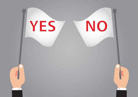 Yes or No word on flag with business hand holdingのイラスト素材