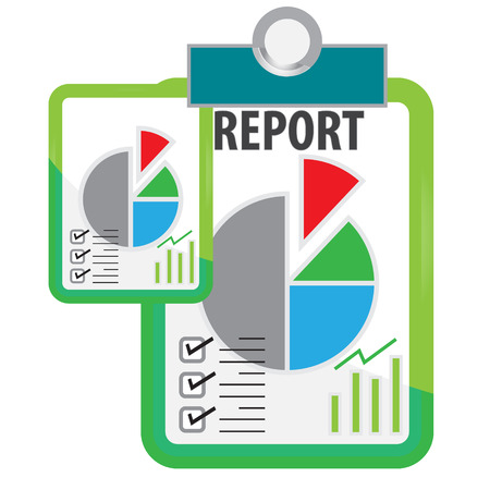 Business report paper on isolated white background with simple vector illustration designのイラスト素材