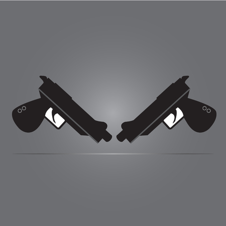 Semi-automatic twin guns with simple vector design - War of conceptのイラスト素材