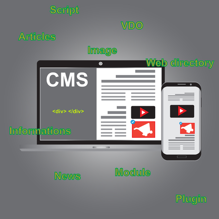 CMS or Content Management System of technology computer of concept - Design by simple vector designのイラスト素材