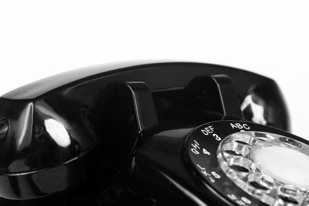 Top of vintage 1960s black telephone in B&Wの写真素材