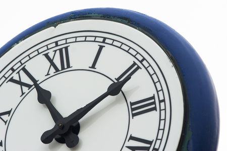 Eleven minutes past eleven on large outdoor clock