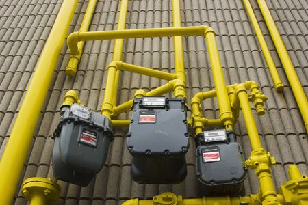 Wide angle image of gas pipesの写真素材